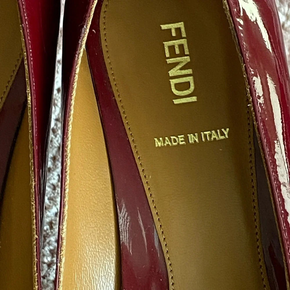 Fendi Burgundy Patent Leather Heels - Picture 10 of 16